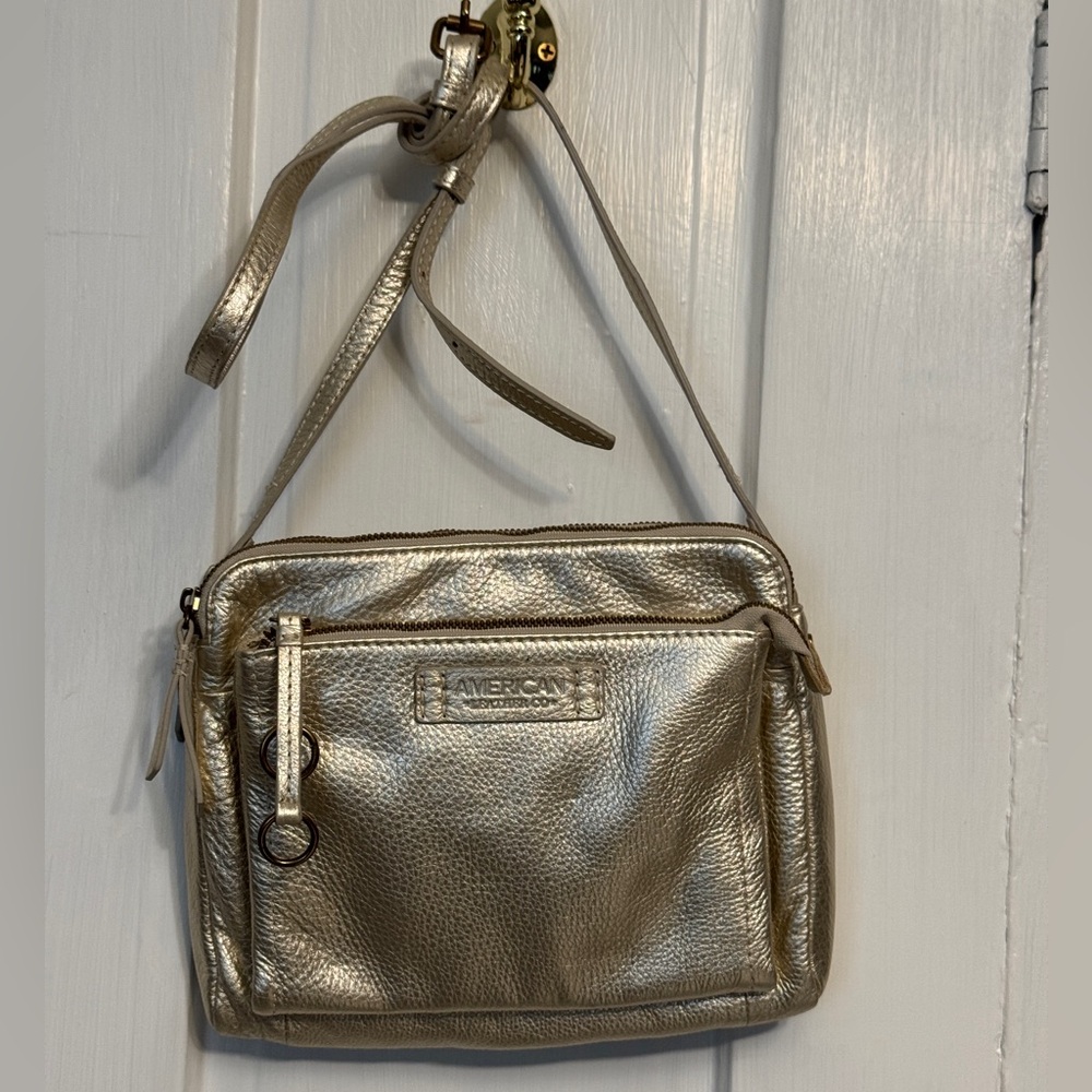 American Leather Gold Crossbody Bag